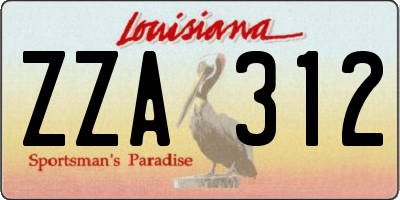 LA license plate ZZA312