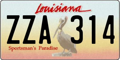 LA license plate ZZA314