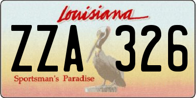 LA license plate ZZA326