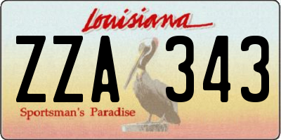 LA license plate ZZA343