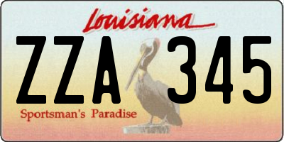 LA license plate ZZA345