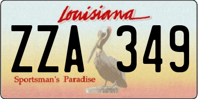 LA license plate ZZA349