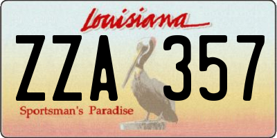 LA license plate ZZA357