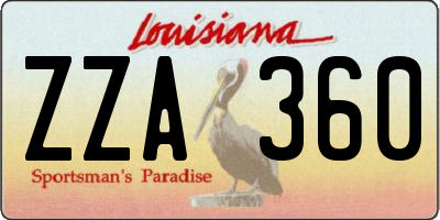 LA license plate ZZA360