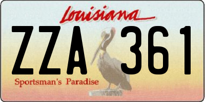 LA license plate ZZA361