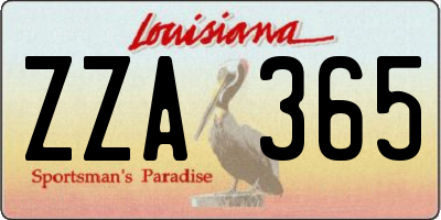 LA license plate ZZA365