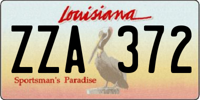 LA license plate ZZA372