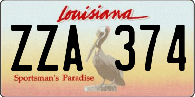 LA license plate ZZA374