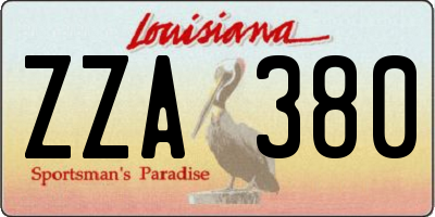 LA license plate ZZA380