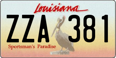 LA license plate ZZA381