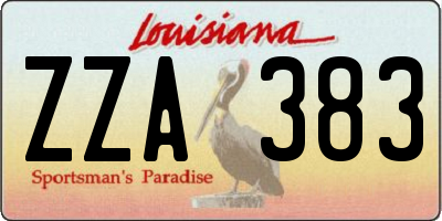 LA license plate ZZA383