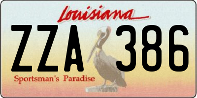 LA license plate ZZA386