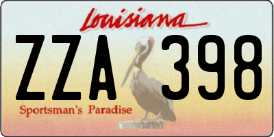 LA license plate ZZA398