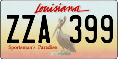 LA license plate ZZA399