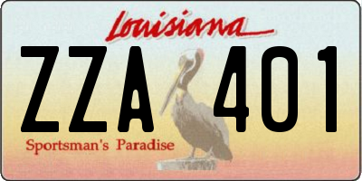 LA license plate ZZA401