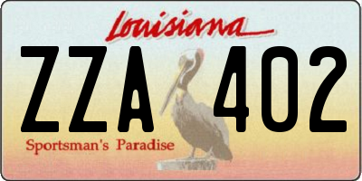 LA license plate ZZA402