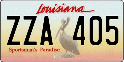 LA license plate ZZA405