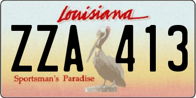 LA license plate ZZA413