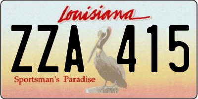 LA license plate ZZA415