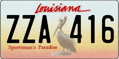 LA license plate ZZA416