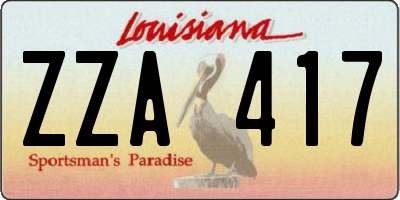 LA license plate ZZA417