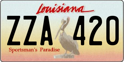 LA license plate ZZA420