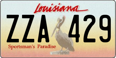 LA license plate ZZA429