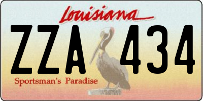 LA license plate ZZA434