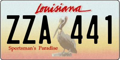 LA license plate ZZA441