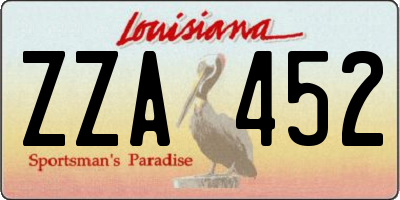 LA license plate ZZA452