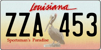 LA license plate ZZA453