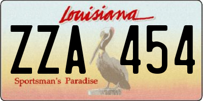 LA license plate ZZA454