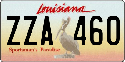 LA license plate ZZA460