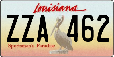 LA license plate ZZA462