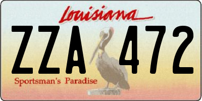 LA license plate ZZA472
