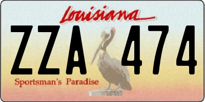 LA license plate ZZA474