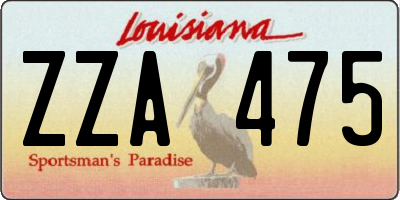 LA license plate ZZA475
