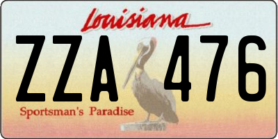 LA license plate ZZA476