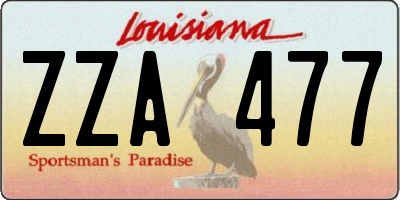 LA license plate ZZA477