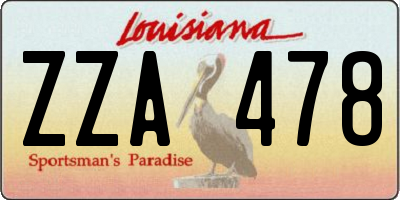 LA license plate ZZA478