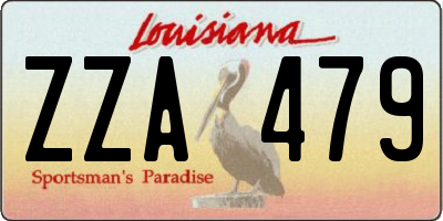LA license plate ZZA479
