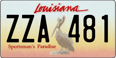 LA license plate ZZA481