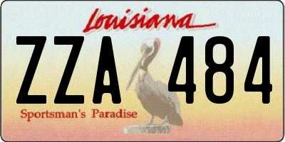 LA license plate ZZA484