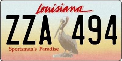 LA license plate ZZA494