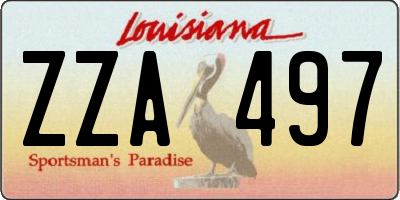 LA license plate ZZA497