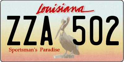 LA license plate ZZA502