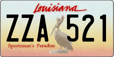 LA license plate ZZA521