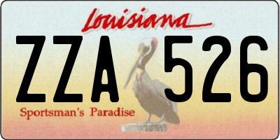 LA license plate ZZA526