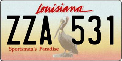 LA license plate ZZA531