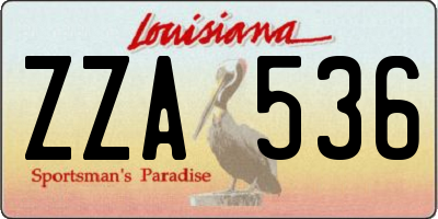 LA license plate ZZA536